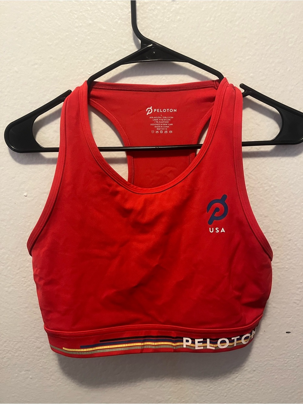 Peloton Red USA Racerback Performance Sports Bra